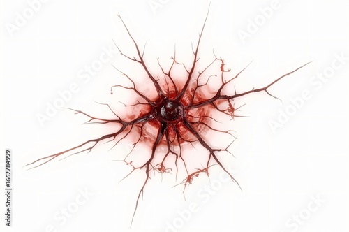 Bullet hole, blood splatter, white background, crime scene, forensic