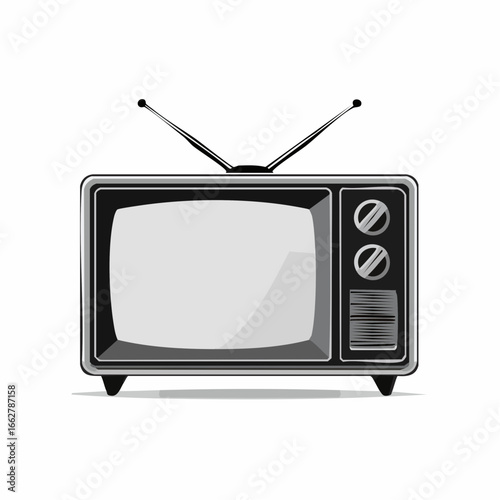Retro television vintage style with antenna and knobs entertainment technology high quality professional