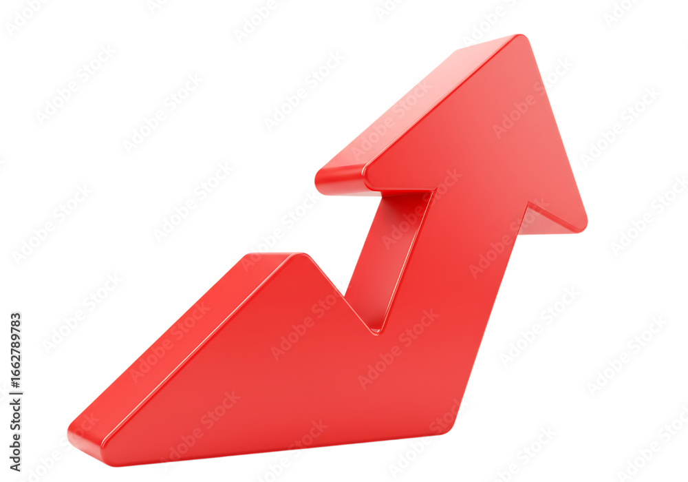 Red arrow pointing upwards isolated on transparent background Red arrow pointing upwards isolated on transparent background