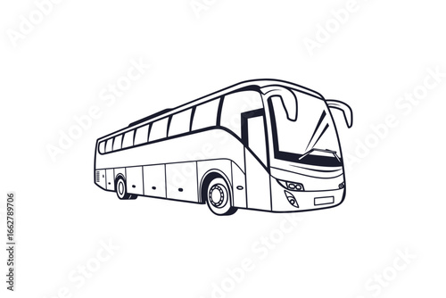 Travel bus icon outline of tour bus with wheels design