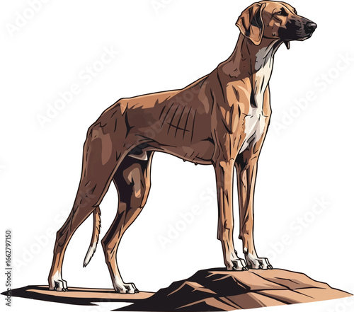 Azawakh dog noble watchdog pose vector illustration