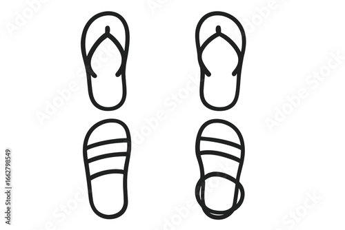 Various styles of sandals are arranged on a flat surface depicting summer footwear options for casual outings