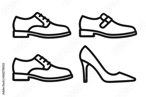 Various styles of shoes showcasing formal and high-heeled designs suitable for different occasions