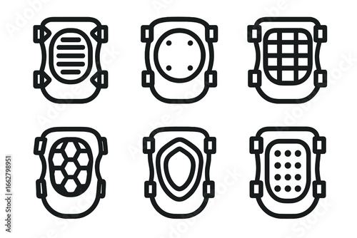 Variety of knee and elbow pads for various sports activities and protective measures