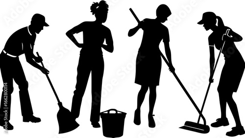 Cleaning Crew Silhouette