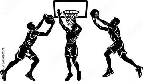 Basketball Players Action Silhouette