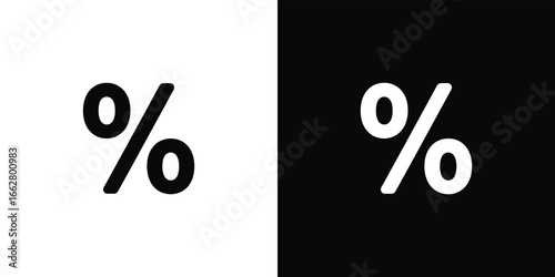 Two percentage symbols one black one white on contrasting backgrounds