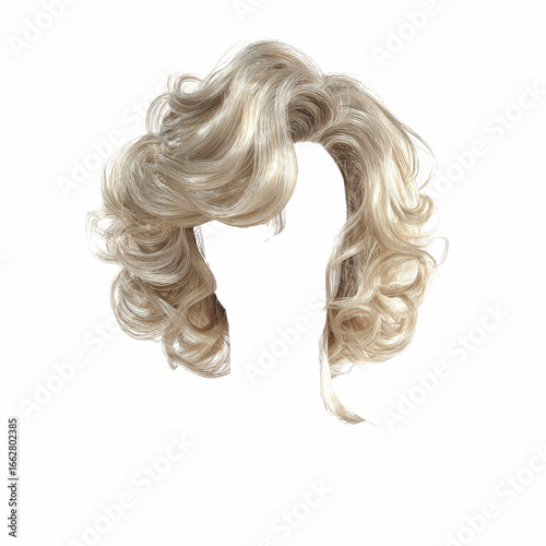 Voluminous Blonde Wig on Blue Background -
