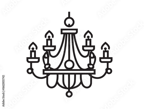 Luxury Chandelier Lighting Icon in Minimal Vector Artwork