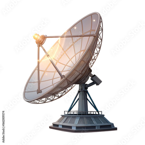 Powerful satellite dish captures signals from space, symbolizing communication, technology, and global connectivity