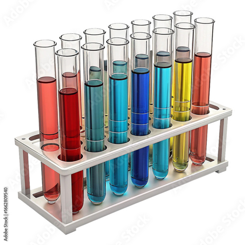 Captivating array of colorful liquids in laboratory test tubes scientific research and discovery