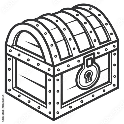 Discover hidden riches within this vintage locked treasure chest, perfect for adventure or wealth themes.