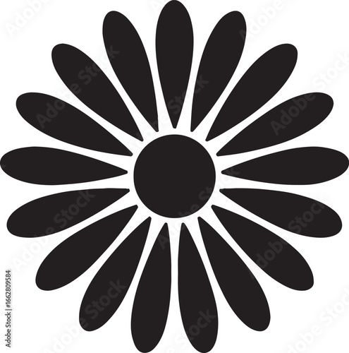 Daisy mandala silhouette icon, vector design for floral patterns, decoration, meditation, and abstract art projects.