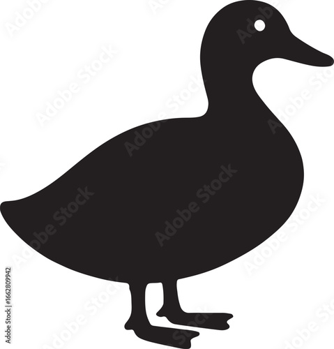 Duck silhouette vector icon, simple design for farm poultry, agriculture, wildlife, and decorative art projects.