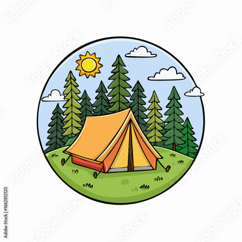 Camping area icon illustration