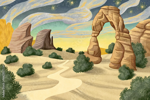 Abstract view of rock formations at Arches National Park, showcasing natural arches, sandstone cliffs, and desert scenery for nature photography and travel backgrounds.
