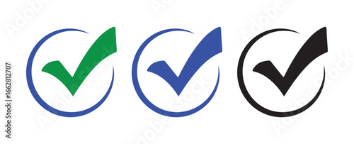 Tick Mark Icon Collection in Different Colors. Vector illustration 