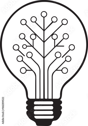 Light Bulb Circuit Icon, Artificial Intelligence Innovation, Digital Technology Idea Concept