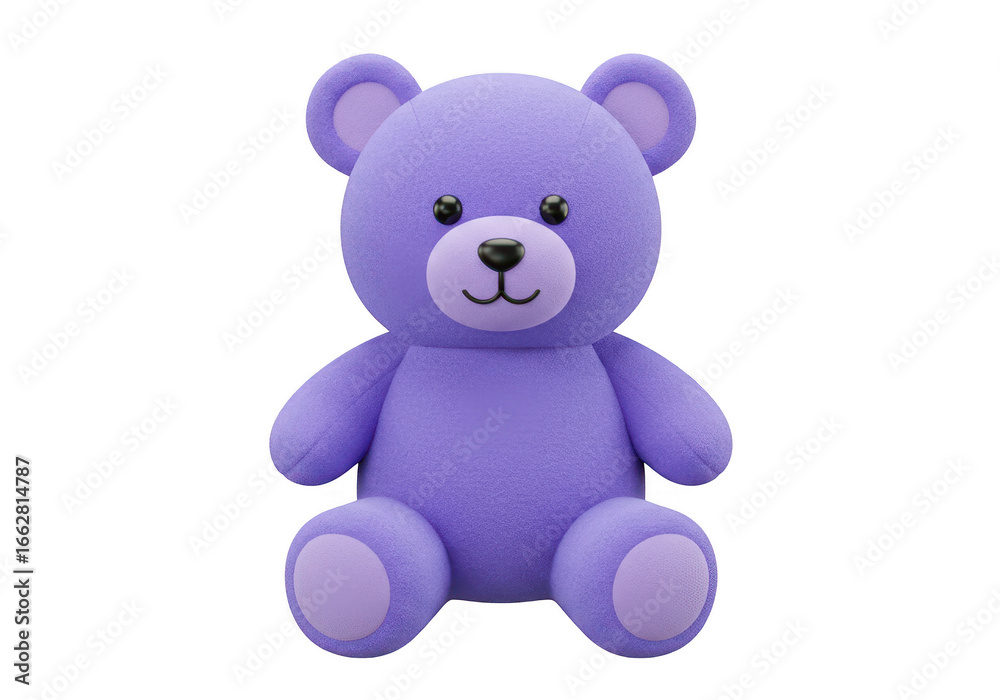 Obraz premium Adorable purple teddy bear toy, isolated on transparent background