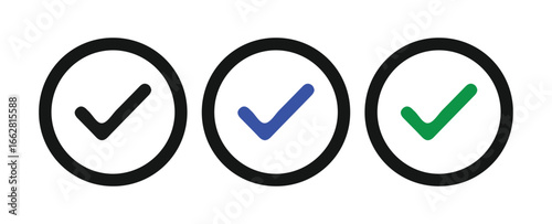 Checklist Icons with White Tick Marks. Vector illustration 