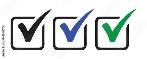 Colorful Verification Symbols with Check Marks