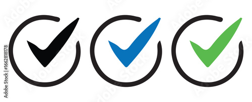 Colorful Check Mark Icons for Confirmation. Vector illustration 