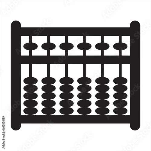 Traditional Abacus Counting Tool Illustration Symbolizing Mathematical Calculations and Financial Accounting with Black and White Design