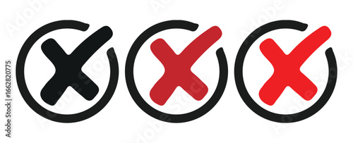 Vector Cancel Buttons in Red and Black  . vector illustration 