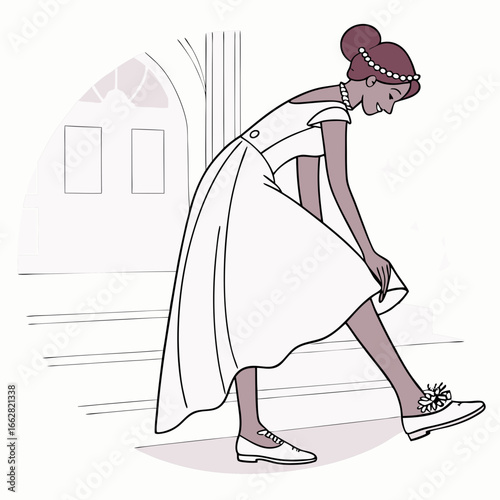 Woman in White Dress Getting Ready for Wedding in Church
