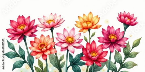 Loose, natural watercolor chrysanthemum cluster, unposed photo , aesthetic, high resolution