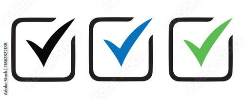 Multi Color Verification and Approval Symbols . Vector illustration 