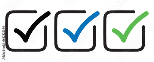 Checklist Icons with White Check Marks in Color vector illustration 