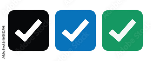 Approval Symbols with Colorful Check Marks. Vector illustration 
