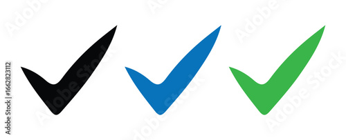 Approval Check Marks in Black Blue and Greenh