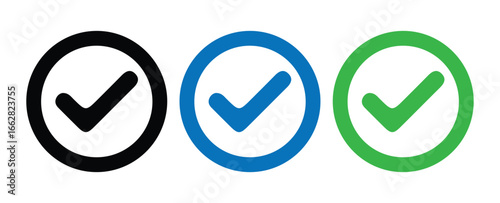 Colorful Check Mark Symbols in Square Boxes