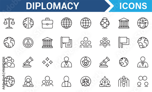 International Relations and Diplomacy Icons for Global Affairs