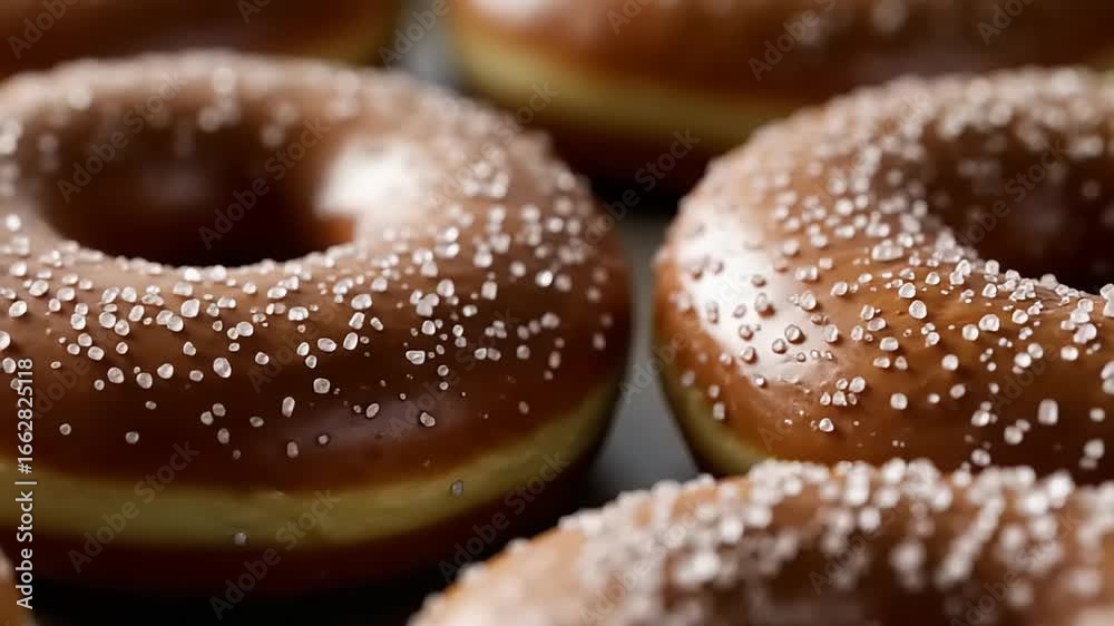 Glazed donuts with sprinkles on a display tray Glazed donuts with sprinkles on a display tray
