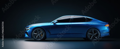 The sleek blue luxury car showcasing modern design and advanced technology.