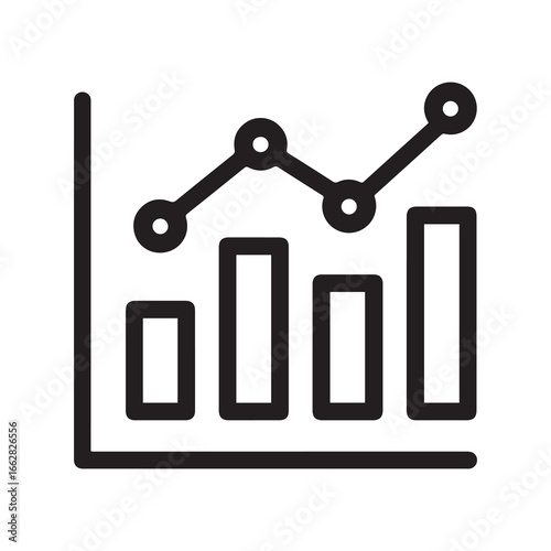 Ascending Bar Graph with Increasing Line Trend Indicator Finance and Analytics Icon