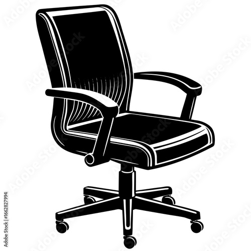 Modern office chair silhouette with wheels