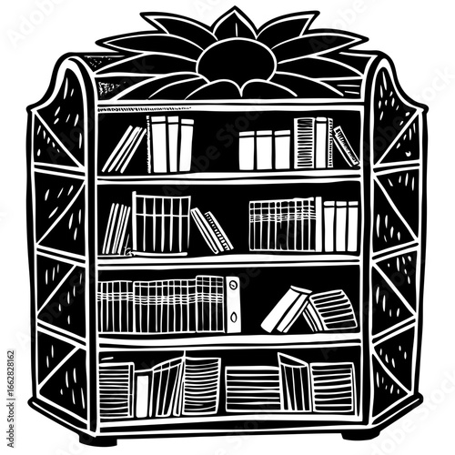 Bookshelf silhouette with compartments