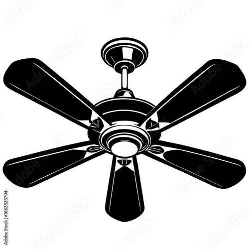  Isolated silhouette of a ceiling fan