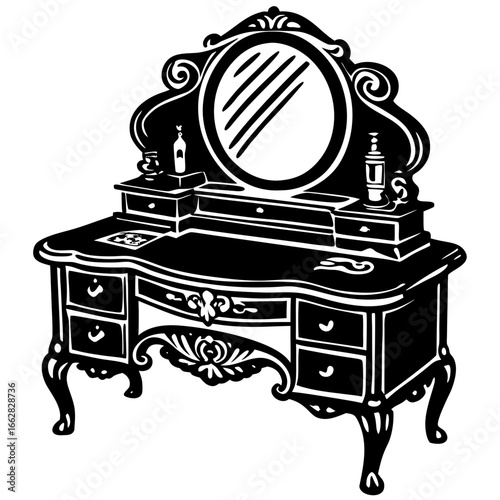  Isolated silhouette of a dressing table 