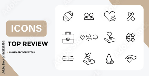 Line art icons representing various life aspects and goals in a grid layout