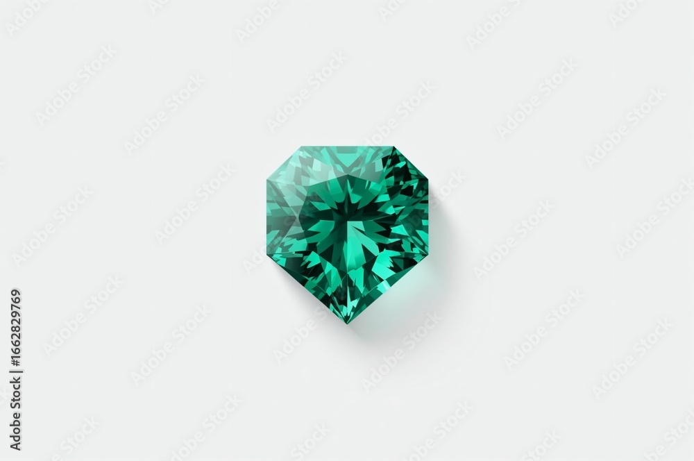 Fototapeta premium Emerald gemstone, cut, studio shot, white background, jewelry design