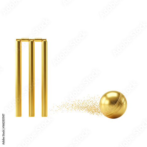 Golden Cricket Wicket and Ball: A Stunning Visual