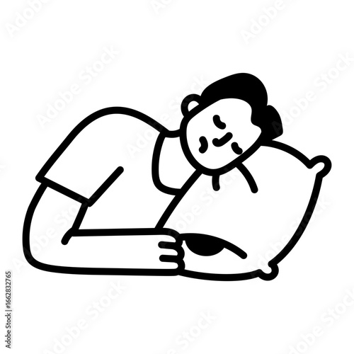 A hand drawn style icon showing sleeping man