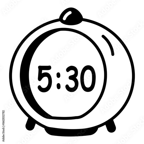 A hand drawn style icon showing alarm clock

