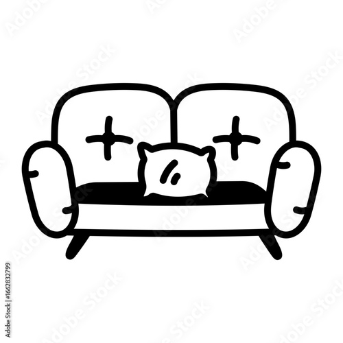 A drawing style icon representing sofa

