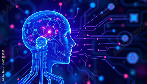 human head with circuit board